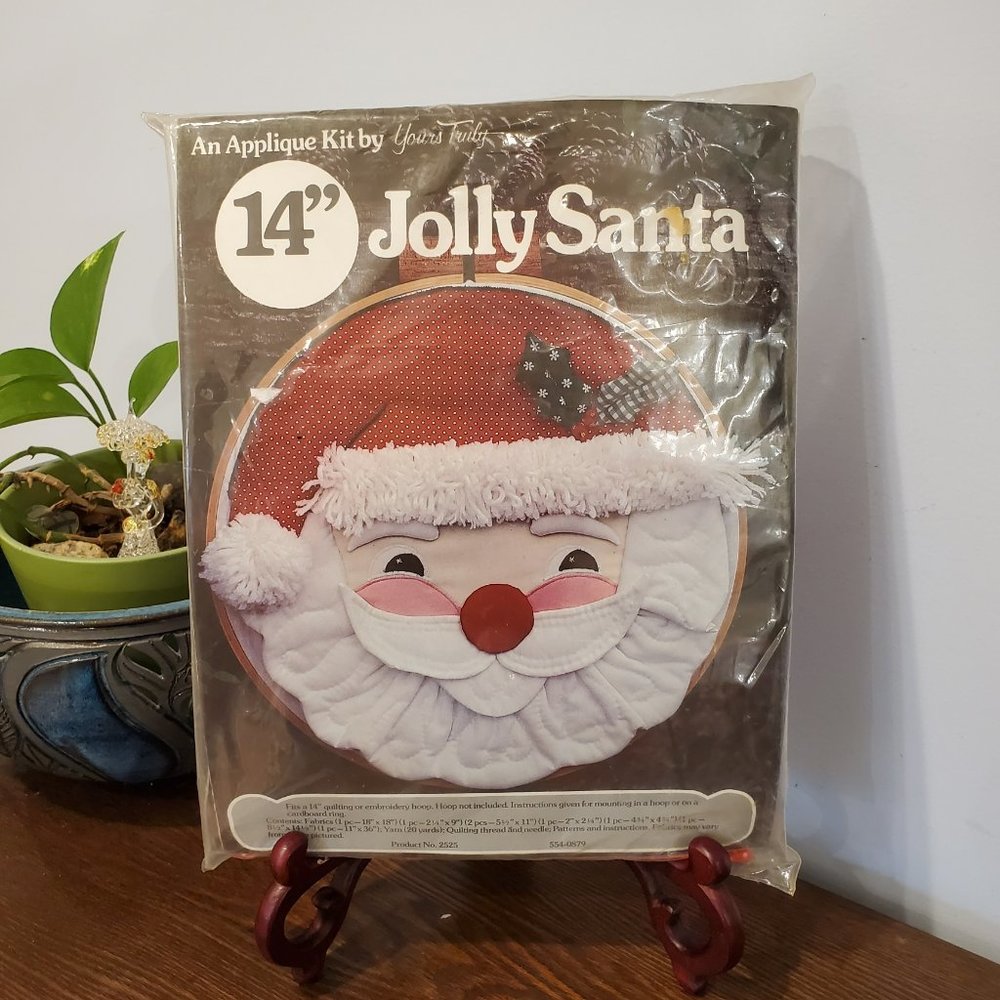 NOS Christmas Vintage Appliqué Kit Yours Truly 14" Jolly Santa Sealed New #2525
